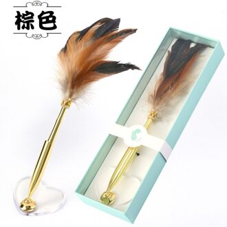 Pen Feather Quill Pen Balpen Student Creatieve Bureau Pen Met Pen Houder bruin