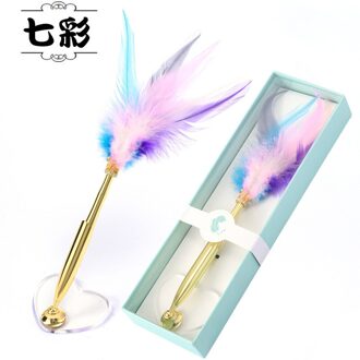 Pen Feather Quill Pen Balpen Student Creatieve Bureau Pen Met Pen Houder kleurrijk