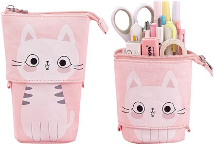 Pen Potlood Bag Case Cartoon Briefpapier Case Corduroy Stand-Up Transformator Tas Vouw Staande Houder Briefpapier Organisator