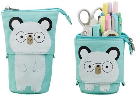 Pen Potlood Bag Case Cartoon Briefpapier Case Corduroy Stand-Up Transformator Tas Vouw Staande Houder Briefpapier Organisator