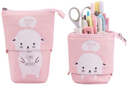 Pen Potlood Bag Case Cartoon Briefpapier Case Corduroy Stand-Up Transformator Tas Vouw Staande Houder Briefpapier Organisator