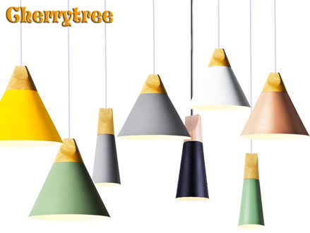 Pendant lights nordic pendant lamp Modern Wood Hanglamp loft design Colorful kitchen dining room Cafe Restaurant light fixtures