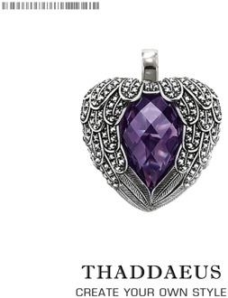 Pendant Purple Winged Heart,2019 Brand 925 Sterling Silver Glam Jewelry Europe Bijoux Necklace Accessorie Gift For Soul Woman