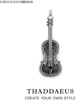 Pendant Skull Violin,2017 Brand 925 Sterling Silver Punk Jewelry Europe Style Bijoux Necklace Accessorie Gift For Men Woman