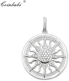 Pendant Sun 925 Sterling Silver White Zirconia For Women Trendy Jewelry Gift Europe Key Chains Pendant Jewelry Fit Necklace