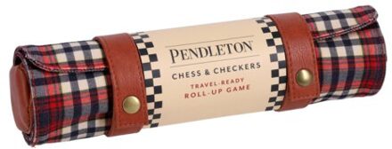 Pendleton Red Black Check Pattern Chess & Checkers: Travel-Ready Roll-Up Game - Pendleton - Pendleton Woolen Mills