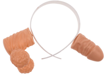 Penis diadeem - piemel hoofdband - kunststof - naturel kleur - vrijgezellenfeest