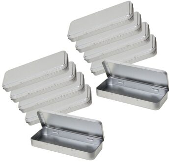 Pennendoos/pennenblik - 10x - 8 x 18 x 2 cm - zilver - aluminium - opbergblikje