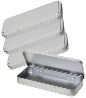 Pennendoos/pennenblik - 4x - 8 x 18 x 2 cm - zilver - aluminium - opbergblikje