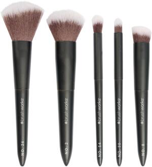Penseel brushworks On-The-Go Travel Makeup Brush Set 5 st