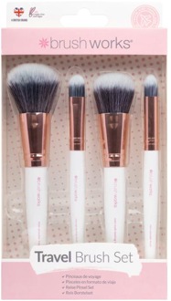 Penseel brushworks White & Gold Travel Makeup Brush Set 4 st