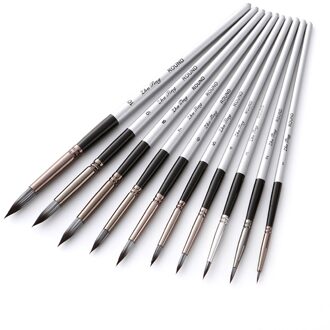 Penselen 10Pcs Artist Aquarel Penselen Borstel Olie Acryl Platte & Tip Verf Kit Penselen Voor Olie schilderen