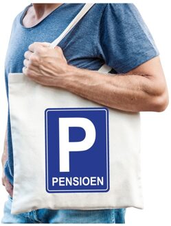 Pensioen katoenen cadeau tas beige voor heren - Pensioen / VUT kado shirt