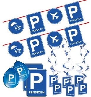 Pensioen / met de VUT themafeest pakket - blauw - verkeersbord - Feestartikelen versieringen