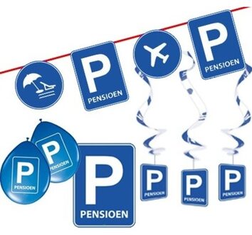 Pensioen / met de VUT themafeest pakket - blauw - verkeersbord - Feestartikelen versieringen