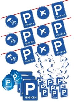 Pensioen / met de VUT themafeest pakket - blauw - verkeersbord - Feestartikelen versieringen