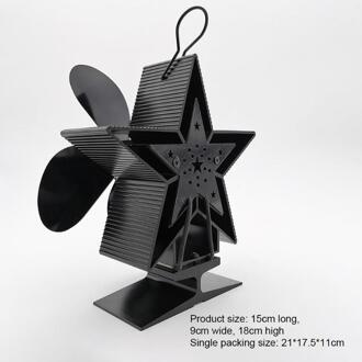 Pentagram Vormige Kachel Fan Zwart 4 Blade Warmte Aangedreven Hout Brander Milieuvriendelijke Stille Ventilator Motor Haard Accessoires Tool