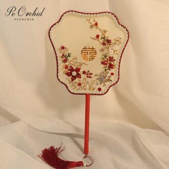 Peorchid Vintage Chinese Bruiloft Ventilator Parels Oude Stijl Han Fu Accessoires Broche Bruidsboeket Hand Held Fan Party