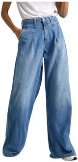 Pepe Jeans Hoge Taille Wide Leg Denim Jeans Pepe Jeans , Blue , Dames - W29,W30,W25,W28,W24,W27
