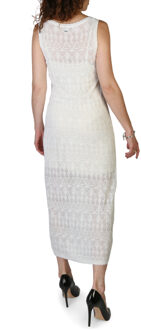 Pepe Jeans Kanten Midi-jurk met knopen aan de voorkant Wit