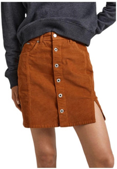 Pepe Jeans Vicky Cord Rok - Tijdloos Design, Comfortabele Pasvorm Pepe Jeans , Brown , Dames - L,S,Xs