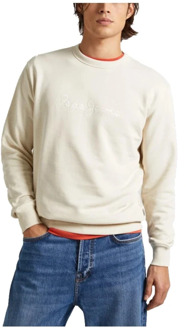 Pepe Jeans Zachte katoenen sweatshirt met opvallend logo Pepe Jeans , Beige , Heren - 2Xl,Xl,L,M