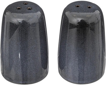 Peper en zout stel Blue stone - keramiek - donkerblauw - 4 x 8 cm