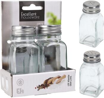 Peper en zoutstel glas met rvs