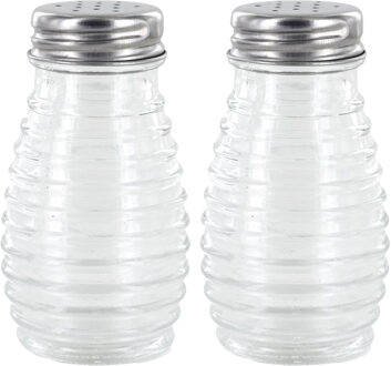 Peper en Zoutstrooier - 2x - glas - 80 ml - transparant - kruidenpotje