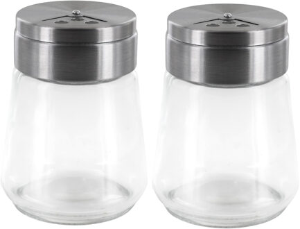 Peper en Zoutstrooier - 2x - glas - 80 ml - transparant - kruidenpotje