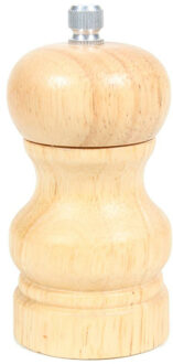 Pepermolen/zoutmolen - hout - bruin - 10 cm - kruidenmolen - vermalen