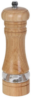 Pepermolen/zoutmolen - hout - bruin - 17 cm - kruidenmolen - vermalen