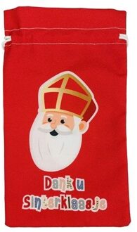 Pepernotenzakje ”Dank u Sinterklaasje” Rood (15x25cm) Rood - Zalm