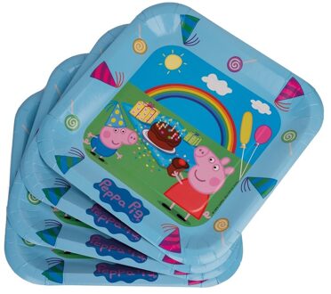 Peppa Pig 12x Peppa Pig verjaardags eetbordjes - Uitnodigingen Multikleur