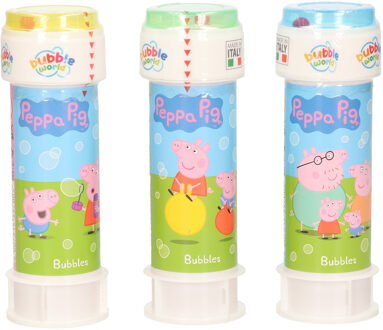 Peppa Pig 3x Peppa Pig bellenblaas flesjes met bal spelletje in dop 60 ml voor kinderen