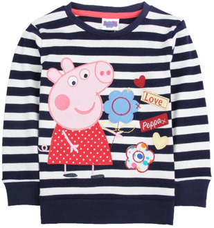 Peppa Pig Autumn Children's Clothing Cotton Child Boy Girl Black and White Striped Embroidered Girls T-shirt