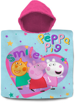 Peppa Pig bad cape/poncho - 60 x 120 cm - katoen - voor kinderen - Badcapes Multikleur