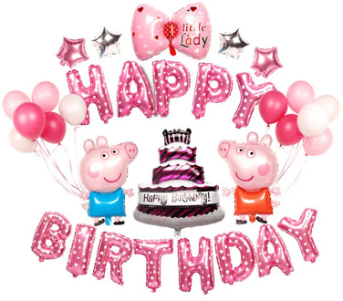 Peppa Pig Birthday Party Theme Balloon Sets Anime Figure Party Decoration Supplies Aluminum Film Balloons Kids Birthday Gifts