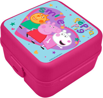 Peppa Pig broodtrommel/lunchbox voor kinderen - roze - kunststof - 14 x 8 cm - Lunchboxen