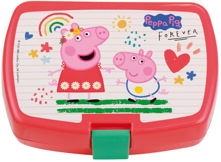 Peppa Pig broodtrommel/lunchbox voor kinderen - roze - kunststof - 17 x 12 cm - Lunchboxen