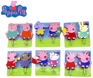 Peppa Pig Cartoon Hook Strong Sticky Wall Hook Without Punching Office Hanger for Kitchen Cute Hook Anime Figures Toys for Girls