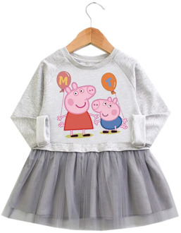Peppa Pig Children Baby Girl Dress Princess Lace Long Sleeve Skirts Cartoon Casual Clothes Christmas Dresses Clothing 2-8Y