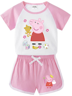 Peppa Pig Children Boy Girl T-shirt Shorts Suit Summer New Style Baby Short-Sleeved Casual Sports Cute Two-Piece Clothing