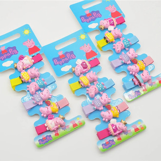 Peppa Pig Children's Girl Hair Accessories George Cartoon Hair Rope Kids Cute Toys Hairpin Set Princess Baby Headwear 6pcs/set