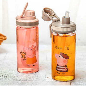 Peppa Pig Children's Water Cup with Straw High Borosilicate Glass 500ml Cartoon George Kid Portable Learning Cup 2