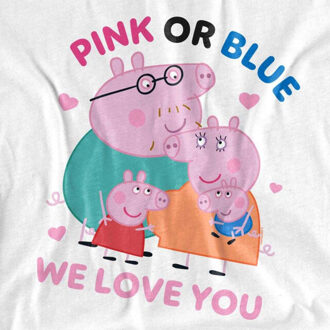 Peppa Pig Dames roze of blauw we love you familie t-shirt - maat XL Wit