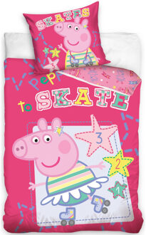 Peppa Pig dekbedovertrek skate roze: 140 x 200 cm