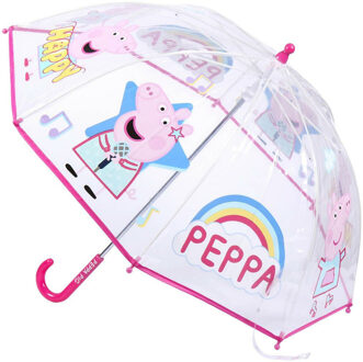 Peppa Pig Disney Peppa Pig paraplu - transparant/roze - D71 cm - voor kinderen - Paraplu's