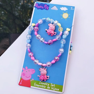 Peppa pig genuine girls necklace bracelet hair accessories cartoon action figure toy resin accessories gift