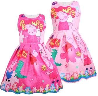 Peppa Pig Girl Summer Short Sleeve Dress Princess Party Vest Dress For Girl's Birthday Cosplay Costume Kids Toddler Clothes